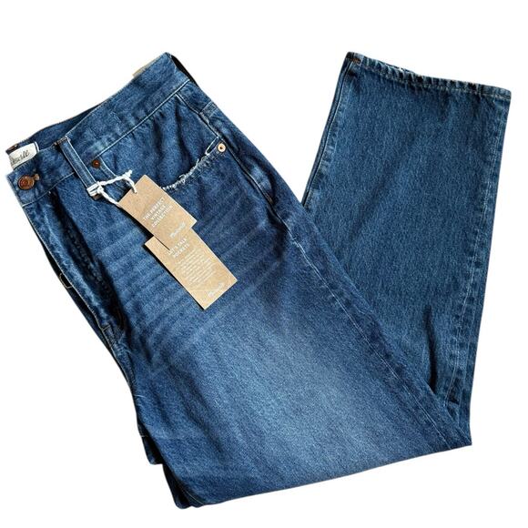 Madewell Knee Rip Plus Classic Straight Jeans Jade Wash Size 32 - Picture 9 of 11